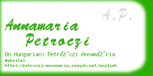 annamaria petroczi business card